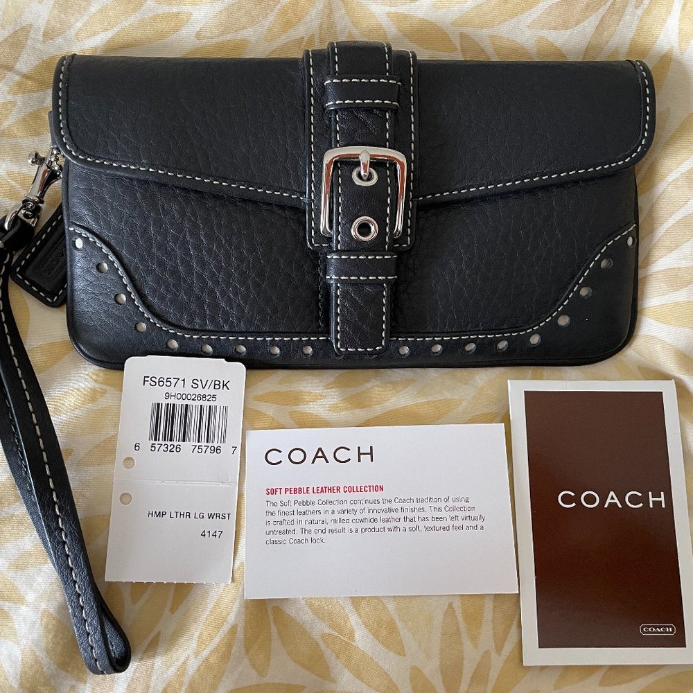 Coach Pebbled Leather Wristlet